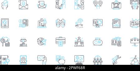 Economic sector linear icons set. Finance, Agriculture, Manufacturing, Energy, Retail, Construction, Services line vector and concept signs Stock Vector