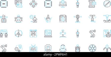 Unmanned aircraft linear icons set. Drs, Quadcopters, UAS, UAVs, Remotely Piloted Vehicles, Flying Robots, Helicopters line vector and concept signs Stock Vector