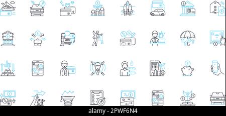 Equity market linear icons set. Stocks, Investments, Trading, Financial, Profit, Loss, Shareholders line vector and concept signs. Bullish,Bearish Stock Vector