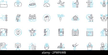 Ideation Sessions linear icons set. Brainstorming, Creativity, Innovation, Ideation, Collaboration, Entrepreneurship, Insight line vector and concept Stock Vector
