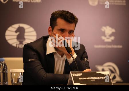 Astana, Kazakhstan. 30th Apr, 2023. China's Ding Liren (L) and Russia's Ian  Nepomniachtchi compete during their tiebreaker of FIDE World Chess  Championship in Astana, Kazakhstan, April 30, 2023. Credit: Kalizhan  Ospanov/Xinhua/Alamy Live