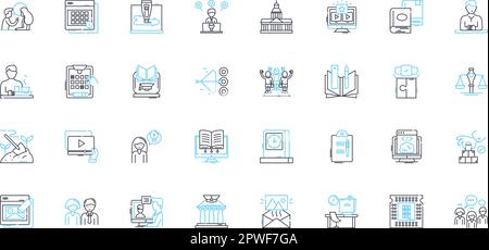 Learning linear icons set. Education, Knowledge, Study, Training, Understanding, Mastery, Expertise line vector and concept signs. Practice,Insight Stock Vector