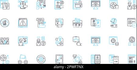 Website design linear icons set. Creativity, Aesthetics, Usability, Mobile-friendly, Responsive, Accessibility, Navigation line vector and concept Stock Vector