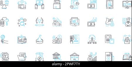 Business funding linear icons set. Finance, Capital, Investment, Loans, Funding, Credit, Cashflow line vector and concept signs. Venture,Microfinance Stock Vector