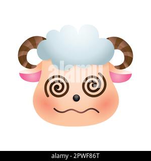Sheep face cartoon vector illustration isolated. Cute farm animal emoji. Stock Vector