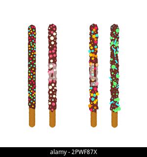 Frosted chocolate chip cookie sticks in sprinkles Stock Vector