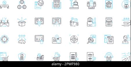 Promotional Offers linear icons set. Discounts, Coupons, Sales, Deals, Promotions, Specials, Bargains line vector and concept signs. Offers,Rebates Stock Vector