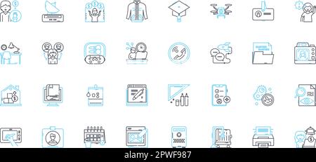 Printer linear icons set. Ink, Tr, Laser, Cartridge, Print, Scan, Copy line vector and concept signs. Paper,Wireless,Bluetooth outline illustrations Stock Vector