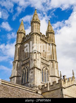 St Sampson's parish church Cricklade on the River Thames in Wiltshire UK with its elegant four spired tower Stock Photo