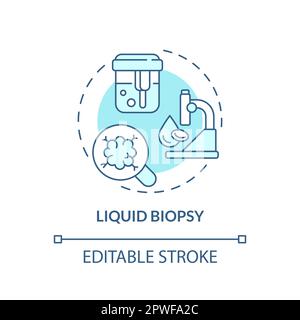 Liquid biopsy turquoise concept icon. Oncology diagnostic process. Precision medicine method. Technological advance abstract idea thin line illustrati Stock Vector