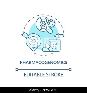 Pharmacogenomics turquoise concept icon. Genes affect on responding to medications. Healthcare. Genomic medicine abstract idea thin line illustration. Stock Vector