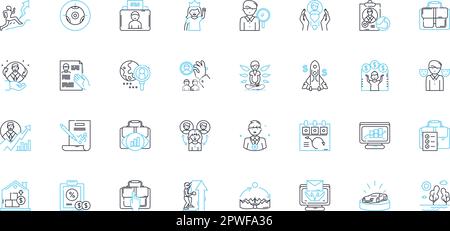 Position linear icons set. Leadership, Management, Innovation, Communication, Collaboration, Adaptability, Decision-making line vector and concept Stock Vector
