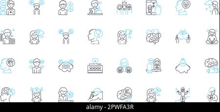 Emotional fitness linear icons set. Resilience, Self-esteem, Coping, Empathy, Mindfulness, Gratitude, Acceptance line vector and concept signs Stock Vector