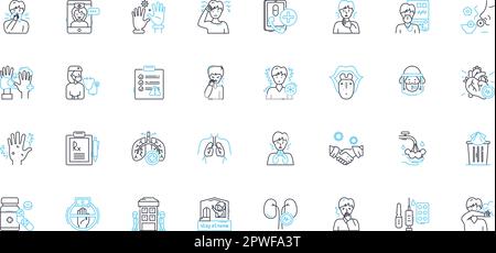 Security software linear icons set. Protection, Cybersecurity, Encryption, Firewall, Antivirus, Antimalware, Privacy line vector and concept signs Stock Vector