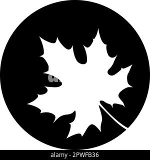 Marple leaf Icon - Earth symbol of the elements, simple and clean vector graphics, flat digital illustration in black and white Stock Vector