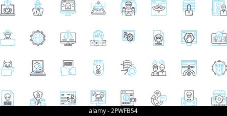 Hoodlums linear icons set. Outlaws, Delinquents, Thugs, Gangsters, Ruffians, Bandits, Hooligans line vector and concept signs. Lawbreakers,Villains Stock Vector