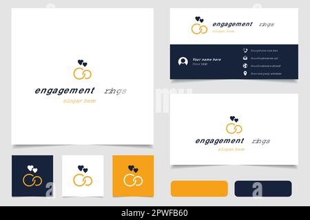 Engagement rings logo design with editable slogan. Branding book and business card template. Stock Vector