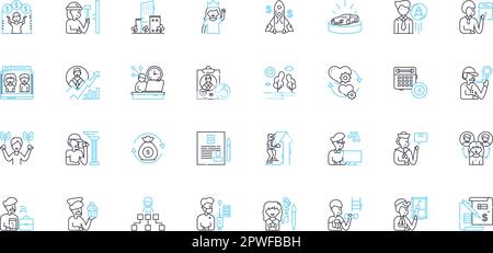 Life planning linear icons set. Goals, Ambition, Vision, Purpose, Direction, Objective, Aspiration line vector and concept signs. Strategy,Prospect Stock Vector