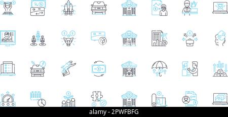 Internet venture linear icons set. Disruptive, Innovative, E-commerce, Digital, Cloud, Online, Platform line vector and concept signs. Social,Mobile Stock Vector
