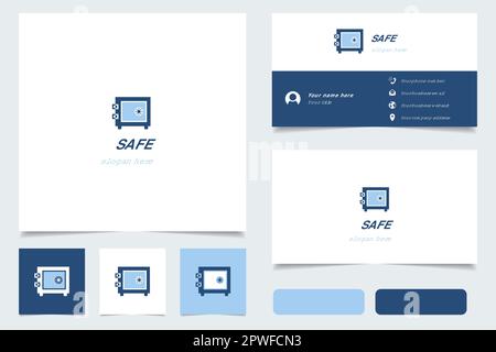 Safe logo design with editable slogan. Branding book and business card template. Stock Vector