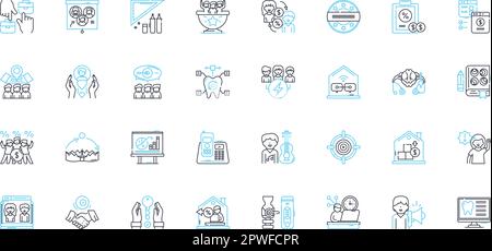 stationary supplies linear icons set. Pens, Pencils, Markers, Highlighters, Erasers, Rulers, Notepads line vector and concept signs. Sticky notes Stock Vector