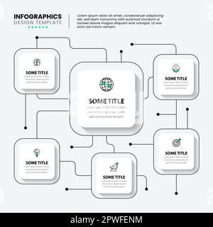 Infographic template with icons and 6 options or steps. Technology concept. Can be used for workflow layout, diagram, banner, webdesign. Vector illust Stock Vector