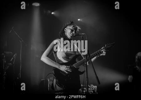 Hawxx, performing at the O2 Academy, Leicester, UK as part of the Uprising Festival, April 2023. Photos by John Lambeth Stock Photo