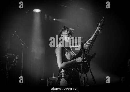 Hawxx, performing at the O2 Academy, Leicester, UK as part of the Uprising Festival, April 2023. Photos by John Lambeth Stock Photo