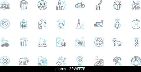 Environment Wildlife linear icons set. Habitat, Biodiversity, Ecosystem, Endangered, Conservation, Sustainability, Oceans line vector and concept Stock Vector