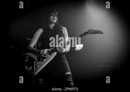 Hawxx, performing at the O2 Academy, Leicester, UK as part of the Uprising Festival, April 2023. Photos by John Lambeth Stock Photo