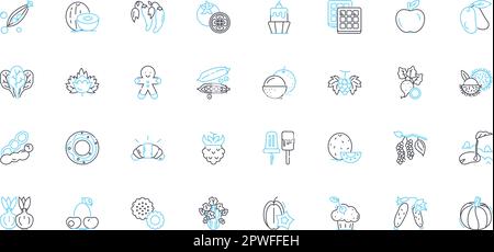 Agriculture linear icons set. Crop, Livestock, Harvest, Soil, Fertilizer, Irrigation, Seed line vector and concept signs. Forestry,Farming,Plantation Stock Vector