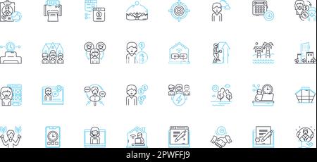 Worker linear icons set. Laborer, Employee, Tradesman, Operative, Craftsperson, Blue-collar, Hands-on line vector and concept signs. Skilled,Unskilled Stock Vector