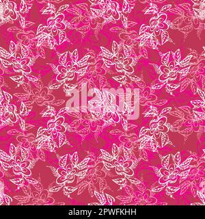 A brigt pink floral seamless vector pattern Stock Vector