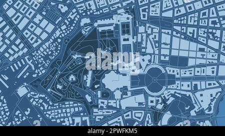 Detailed blue vector map poster of Vatican city administrative area. Skyline panorama. Decorative graphic tourist map of Vatican territory. Royalty fr Stock Vector