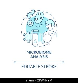 Microbiome analysis turquoise concept icon. Microbe colonies role in body. Precision medicine. Technological advance abstract idea thin line illustrat Stock Vector