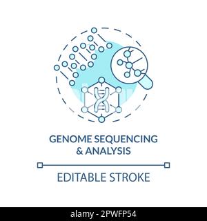 Genome sequencing and analysis turquoise concept icon. Identifying inherited diseases with technology. Genomic medicine abstract idea thin line illust Stock Vector
