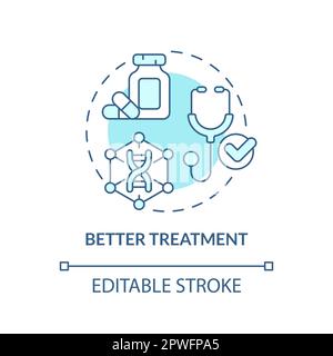 Better treatment turquoise concept icon. Delivering improved treatment for patients. Benefit of precision medicine abstract idea thin line illustratio Stock Vector