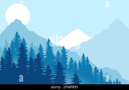Mountains and forest header. Wild nature landscape. Travel and ...