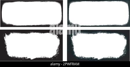 Set of vectorized weathered textures, white paper grainy texture. Worn frames in horizontal format. Overlay of dust, dirt, noise particles, grain Stock Vector