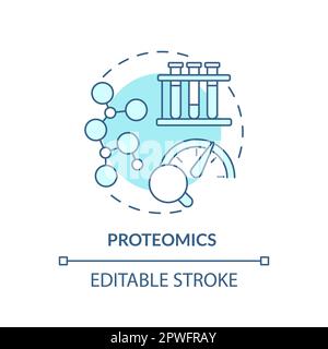 Proteomics turquoise concept icon. Patient proteins studying. Diagnostics in precision medicine. Technological advance abstract idea thin line illustr Stock Vector