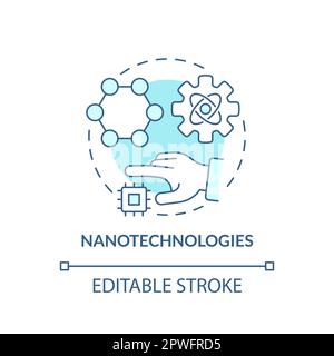 Nanotechnologies turquoise concept icon. Robotizing treatment process. Delivering medication. Technological advance abstract idea thin line illustrati Stock Vector