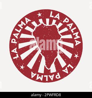 La Palma stamp. Travel red rubber stamp with the map of island, vector illustration. Can be used as insignia, logotype, label, sticker or badge of the Stock Vector