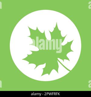 Marple leaf Icon - Earth symbol of the elements, simple and clean vector graphics, flat digital illustration in light green and white Stock Vector