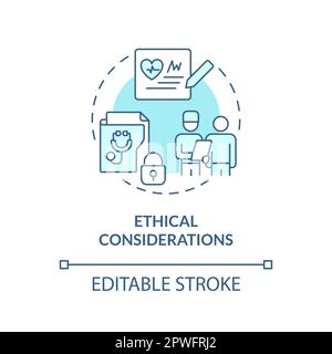 Ethical considerations turquoise concept icon. Patient records privacy protection guarantee. Precision medicine factor abstract idea thin line illustr Stock Vector