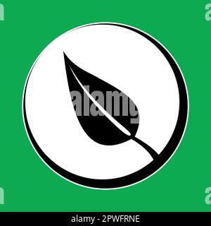 Marple leaf Icon - Earth symbol of the elements, simple and clean vector graphics, flat digital illustration in black, green and white Stock Vector