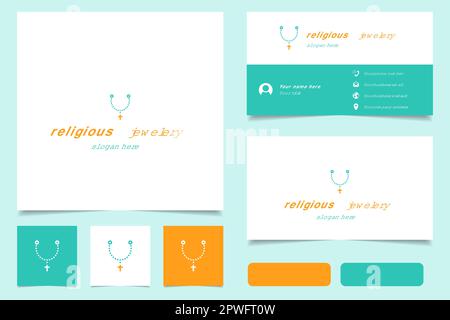 Religious jewelry logo design with editable slogan. Branding book and business card template. Stock Vector