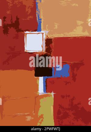 Modern Abstract Art - Vector Illustration From Original Contemporary Painting Square Colorful Composition Stock Vector