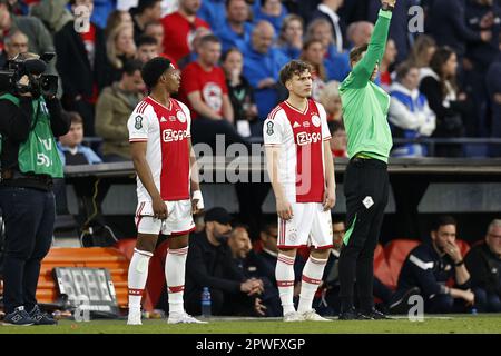 ROTTERDAM - (lr) Silvano Vos of Ajax, Mika Godts of Ajax, Steven ...