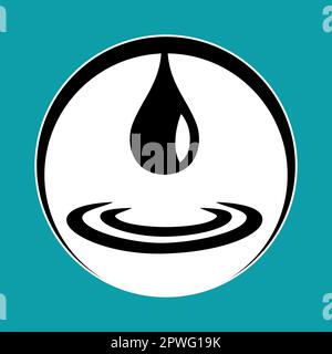 Droplet Icon - Water symbol of the elements, simple and clean vector graphics, flat digital illustration in black, blue and white Stock Vector