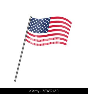 Image of the US flag on a metal cane. American flag on a white background. Vector. Stock Vector